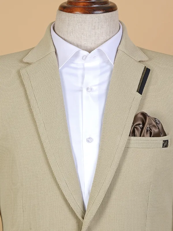 Beige terry rayon textured blazer