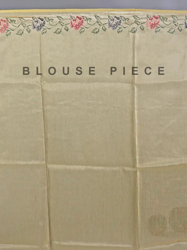 Beige thread worked cotton silk saree