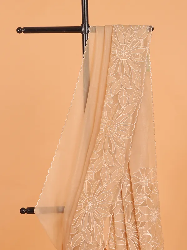 Beige tissue silk saree for party wear