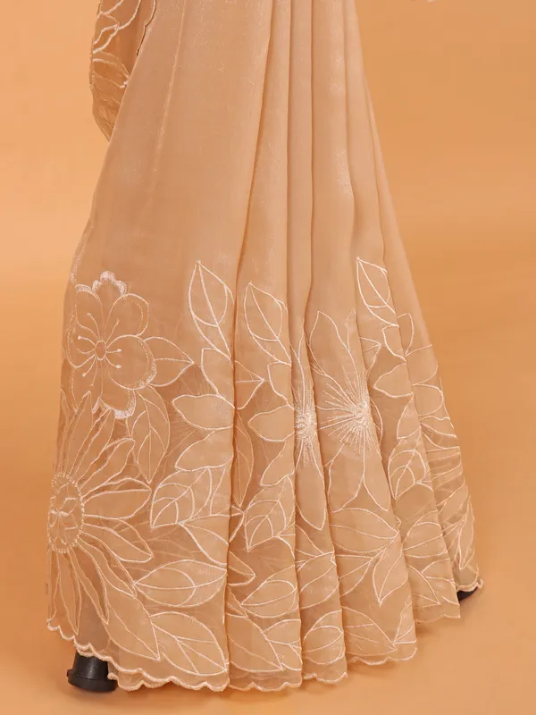 Beige tissue silk saree for party wear