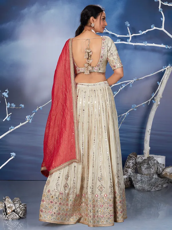 Beige wedding occasions lehenga choli for women