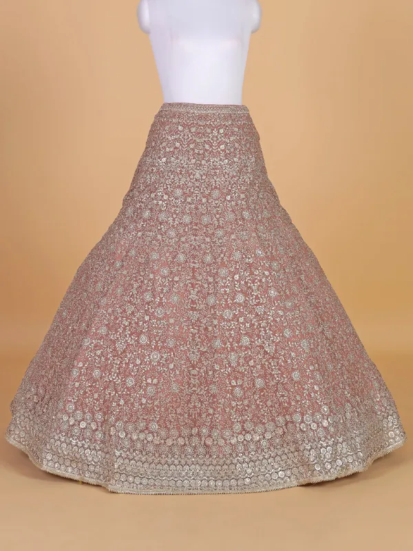 Beige wedding style net lehenga choli