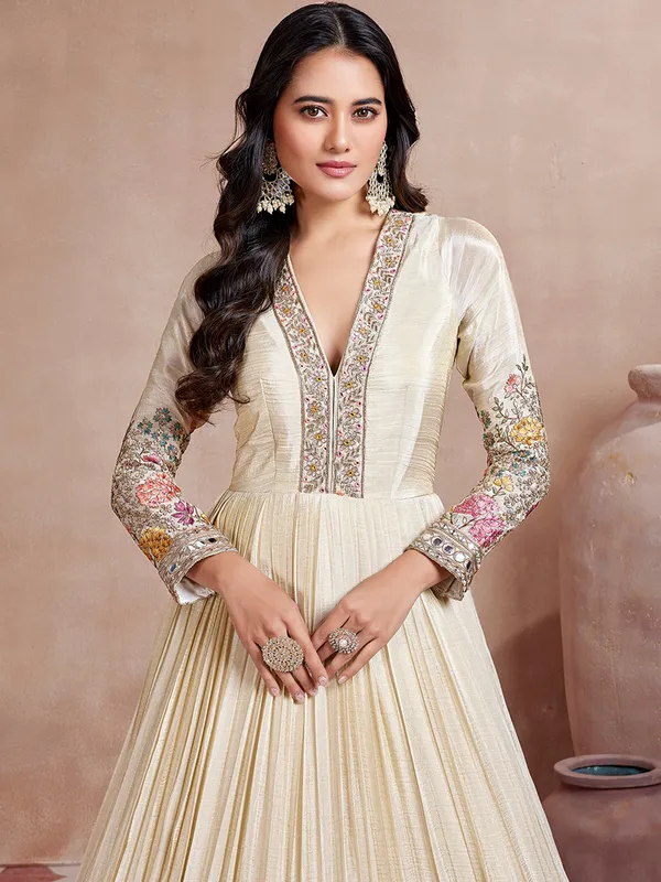 Beige wedding wear anarkali suit