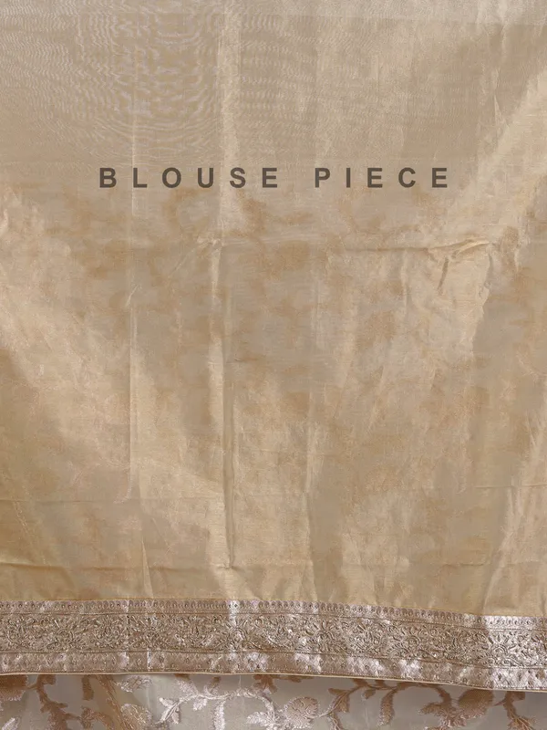Beige wedding wear silk saree with zari detailing