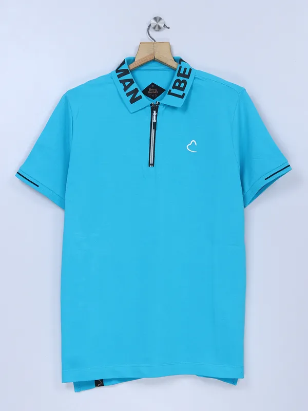 Being Human aqua cotton plain t shirt