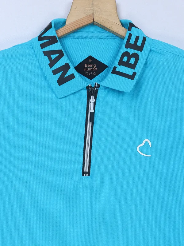 Being Human aqua cotton plain t shirt