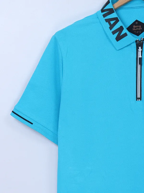 Being Human aqua cotton plain t shirt