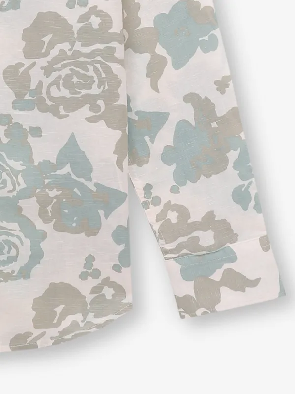 BEING HUMAN beige floral printed cotton shirt