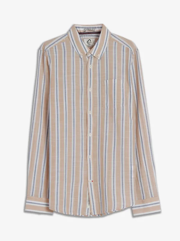 Being Human beige stripe cotton shirt