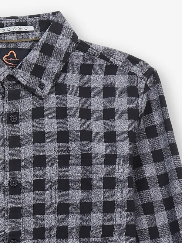 BEING HUMAN black and greyshirt with check