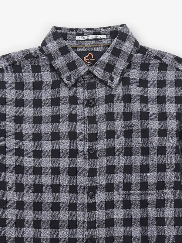 BEING HUMAN black and greyshirt with check