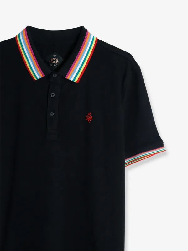 Being Human black cotton polo t shirt