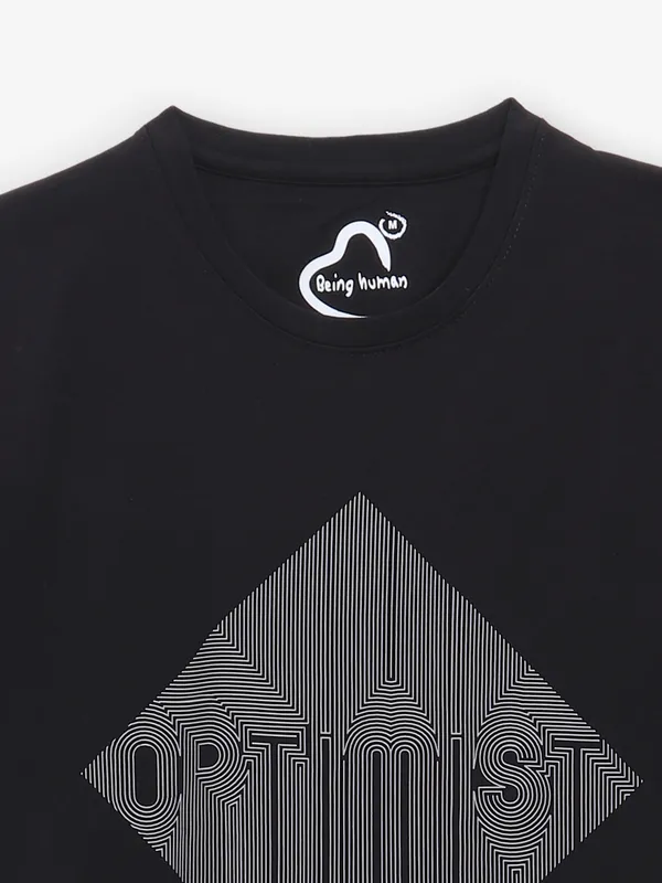 BEING HUMAN black cotton printed t-shirt