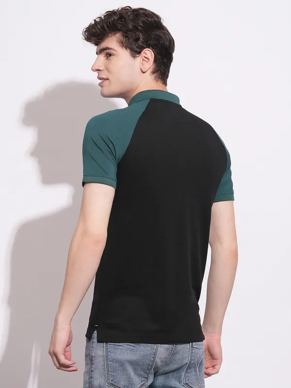 BEING HUMAN black cotton slim fit polo t-shirt