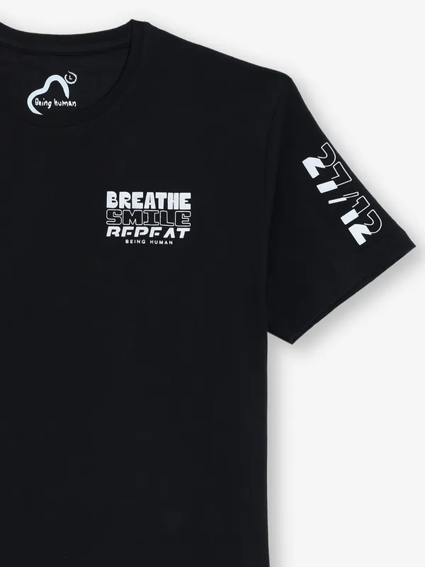 BEING HUMAN black cotton slim t-shirt