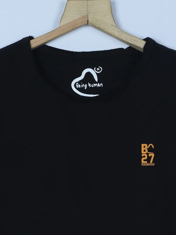 Being Human black cotton t shirt in plain