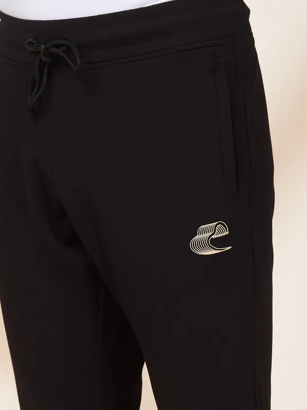 BEING HUMAN black cotton track pant for mens