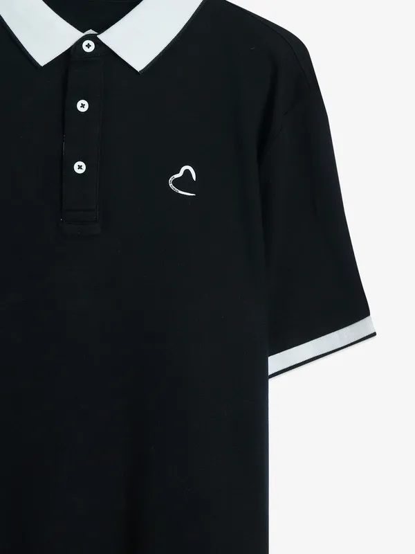 Being Human black plain polo t shirt
