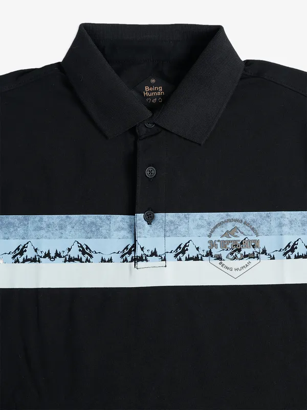 Being Human black polo t shirt