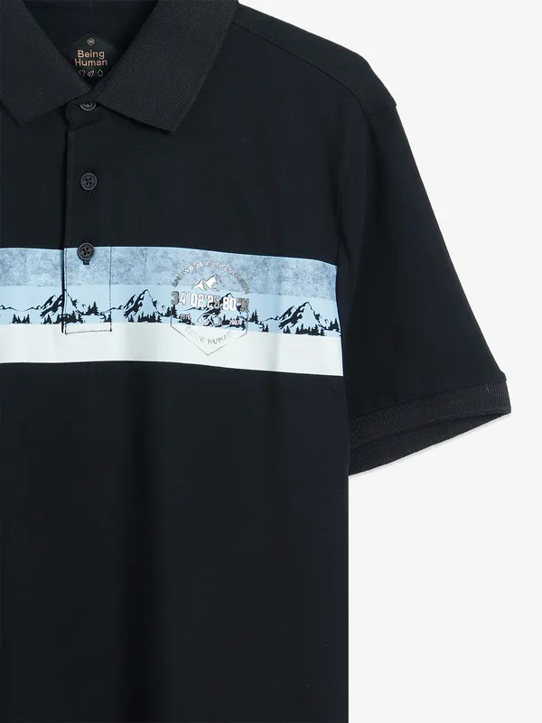 Being Human black polo t shirt