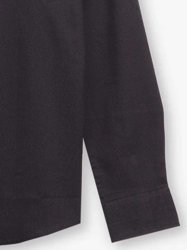 BEING HUMAN black textured cotton men shirt