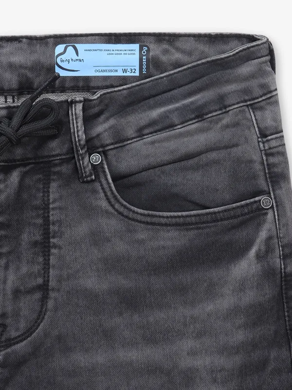 BEING HUMAN black washed cargo denim jsens