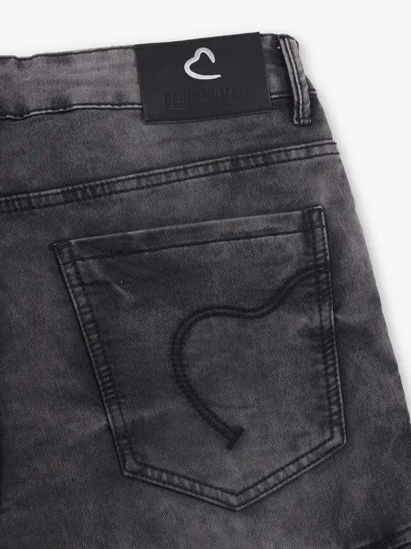 BEING HUMAN black washed cargo denim jsens
