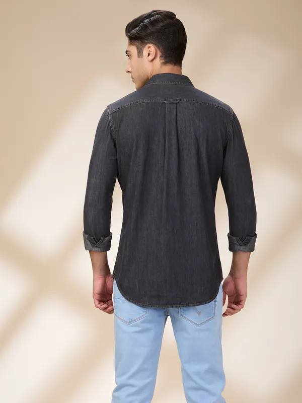 BEING HUMAN black washed denim shirt