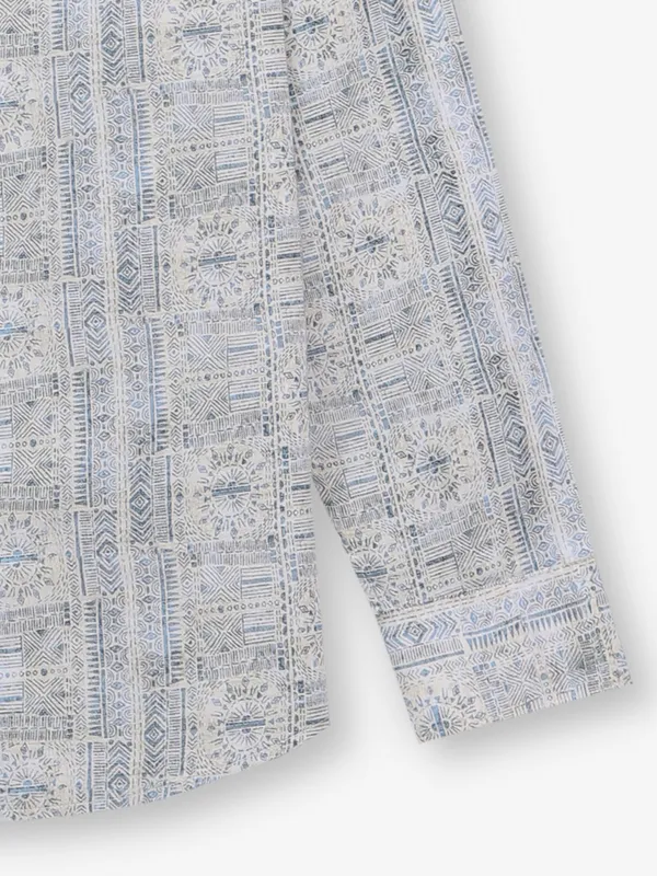 BEING HUMAN blue and beige printed shirt