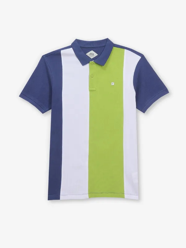 BEING HUMAN blue color block polo t-shirt