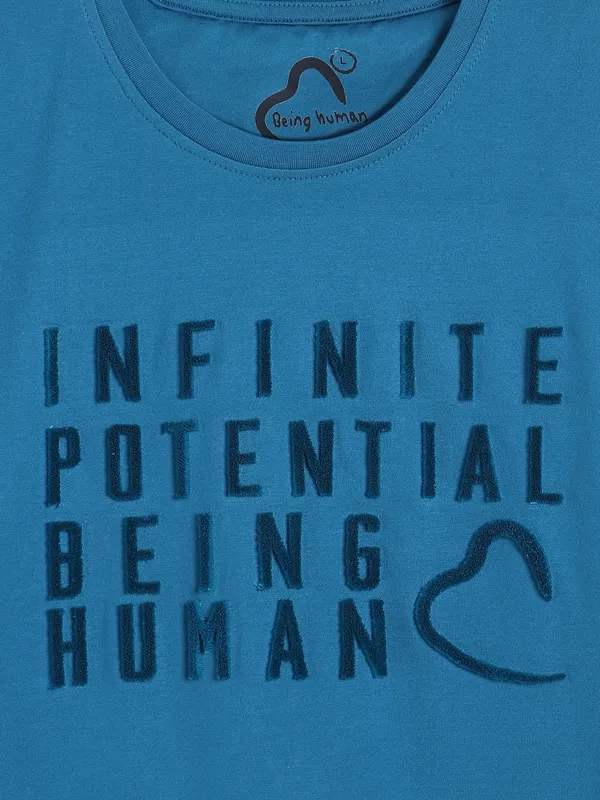 BEING HUMAN blue plain casual t-shirt