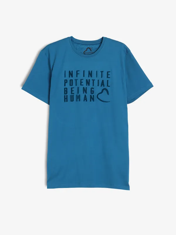 BEING HUMAN blue plain casual t-shirt