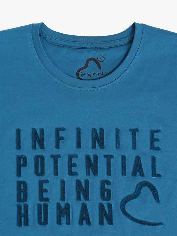 BEING HUMAN blue plain casual t-shirt