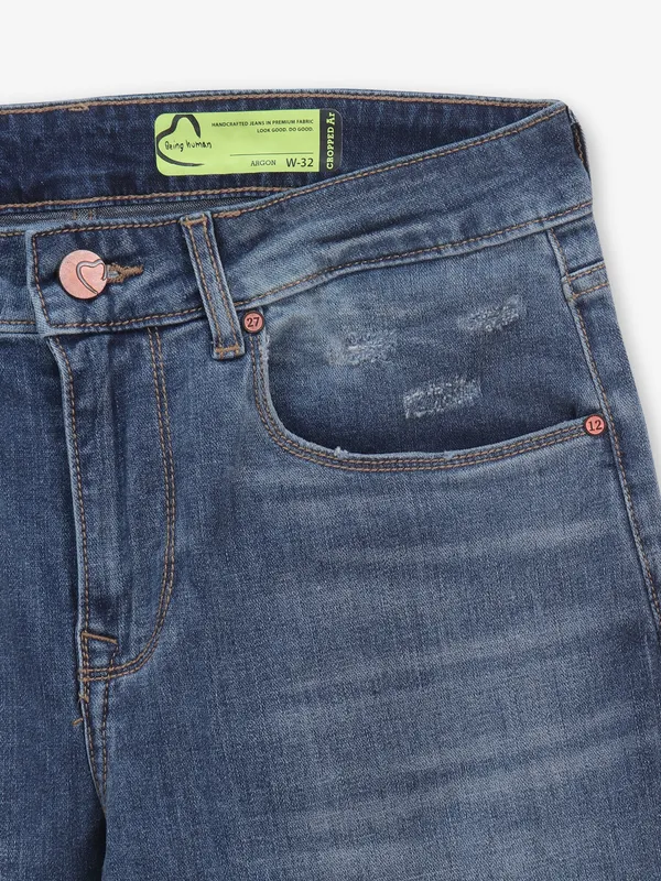 BEING HUMAN blue slim fit jeans in denim