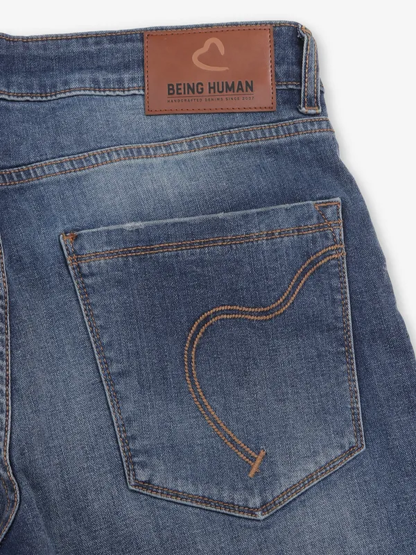 BEING HUMAN blue slim fit jeans in denim