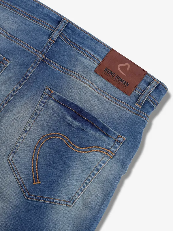 BEING HUMAN blue slim straight fit jeans