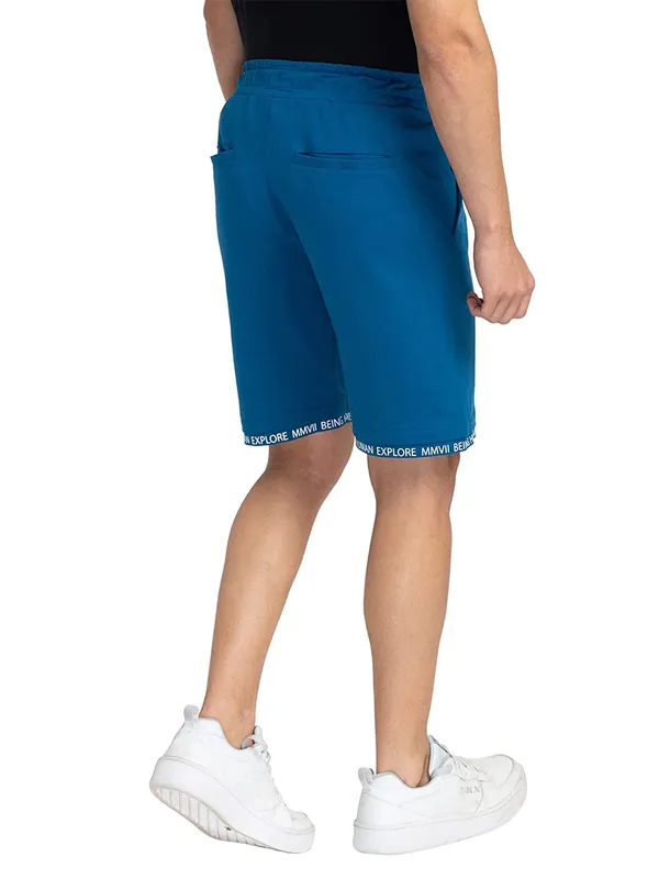 Being Human blue solid cotton shorts