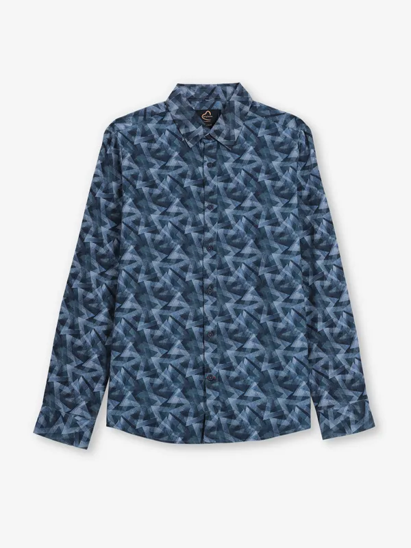 BEING HUMAN blue texture cotton shirt