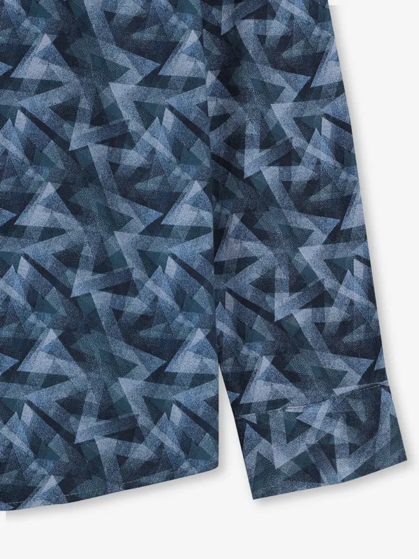 BEING HUMAN blue texture cotton shirt