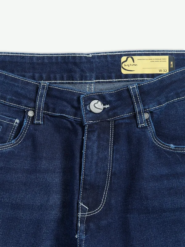 Being Human casual navy jeans in washed