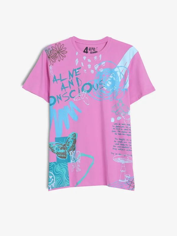 BEING HUMAN casual pink printed t-shirt