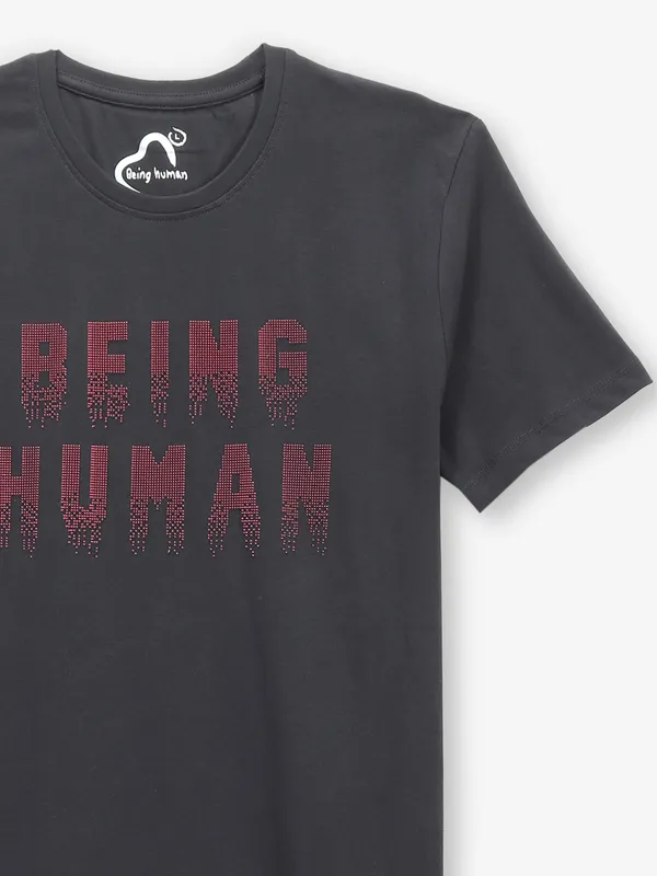 BEING HUMAN charcoal brand name t-shirt