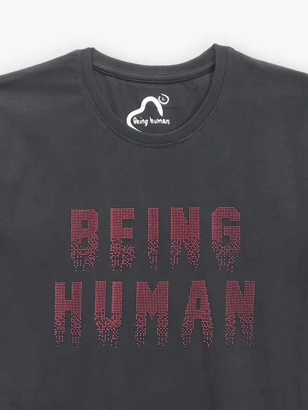 BEING HUMAN charcoal brand name t-shirt