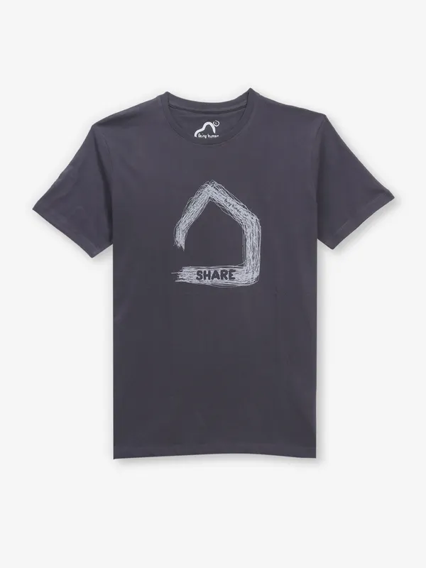 BEING HUMAN charcol grey printed t-shirt