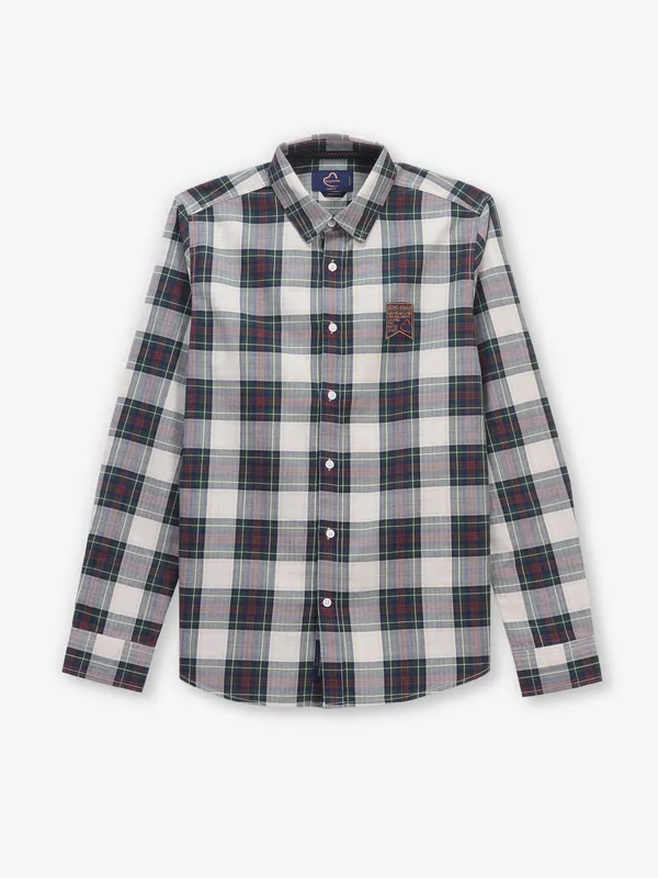 BEING HUMAN checked beige and green cotton shirt