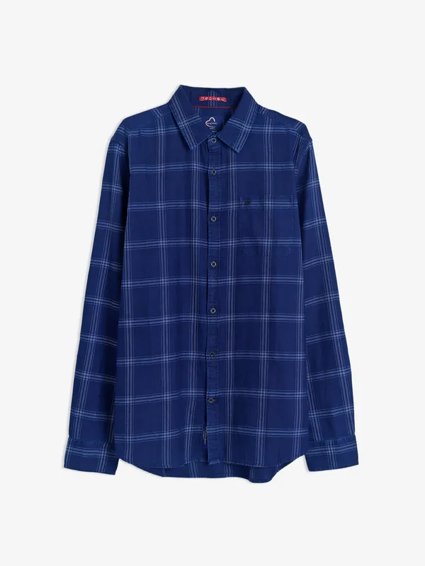 Being Human checks indigo blue cotton shirt
