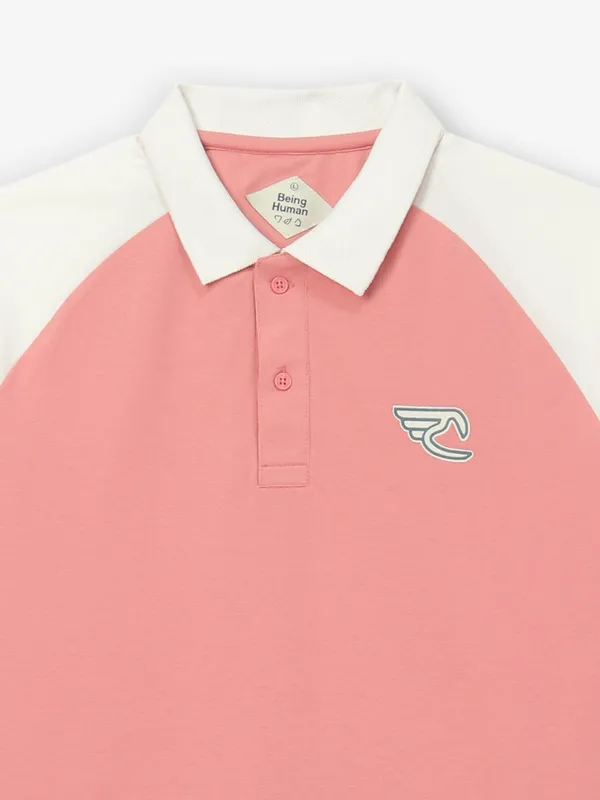 BEING HUMAN  coral pink cotton t-shirt