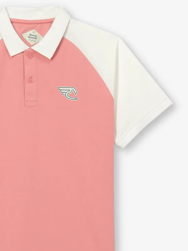 BEING HUMAN  coral pink cotton t-shirt