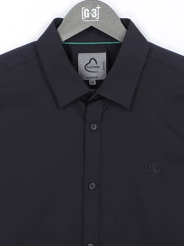 Being Human cotton black plain shirt