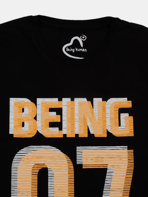 Being Human cotton black printed t shirt